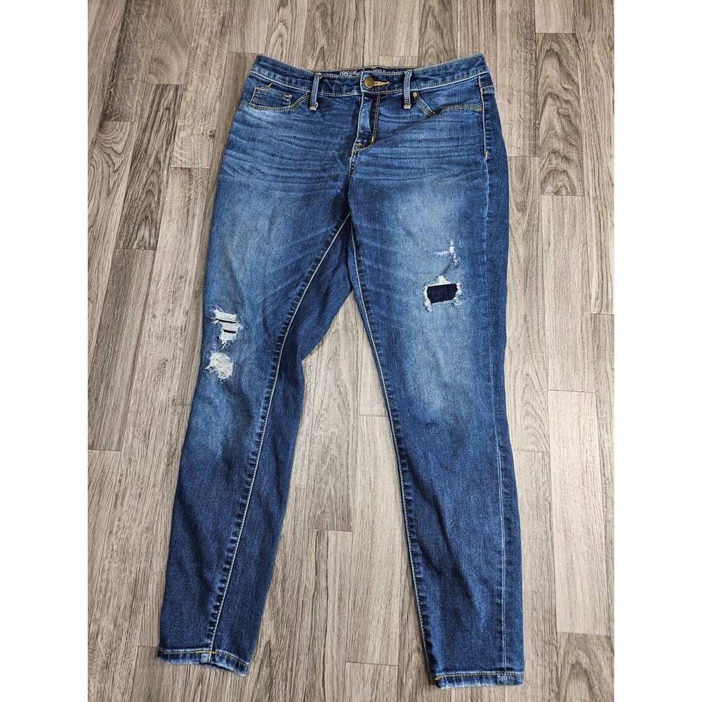 Mossimo High Rise Jegging Women 6/28R Blue Distressed Power Stretch Denim